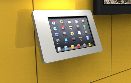iPad mounted on MultiQuad media kiosk